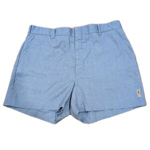 VTG 70s McGregor Shorts 34 Blue Bagpiper Logo Permanent Press Scotset High Rise